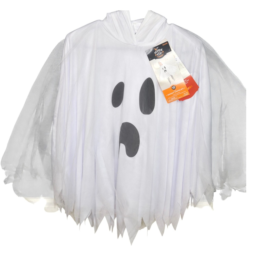 Kids White Ghost Costume Hoodie with Face Graphic